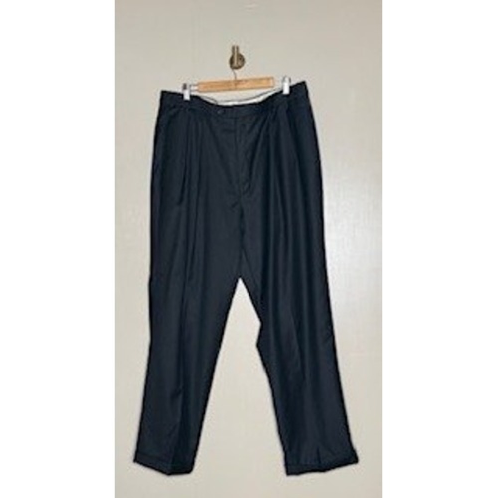Club Room Mens Black 100% Pure New Wool Pleated Cuffed Dress Pants 42x31